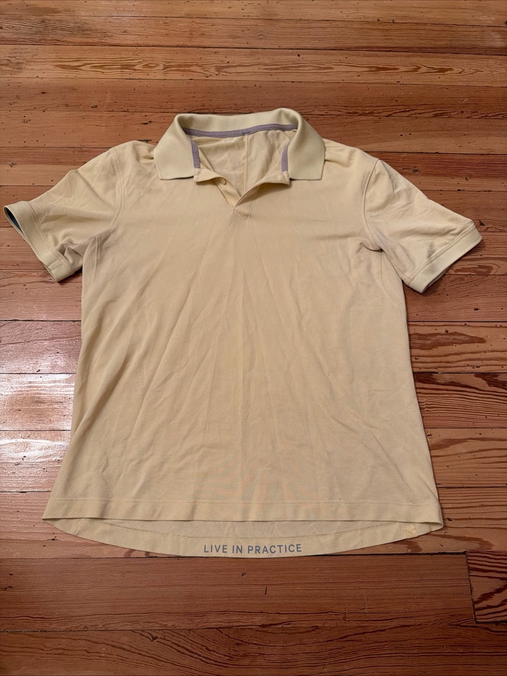 Lululemon Pique Classic Fit Short sleeve Polo Shirt Mens Butter cream Yellow Med